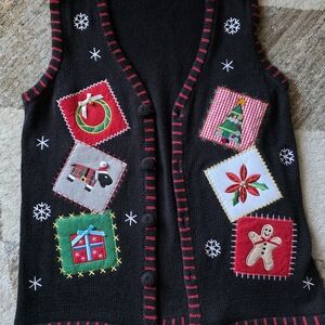 Festive Black Holiday Vest